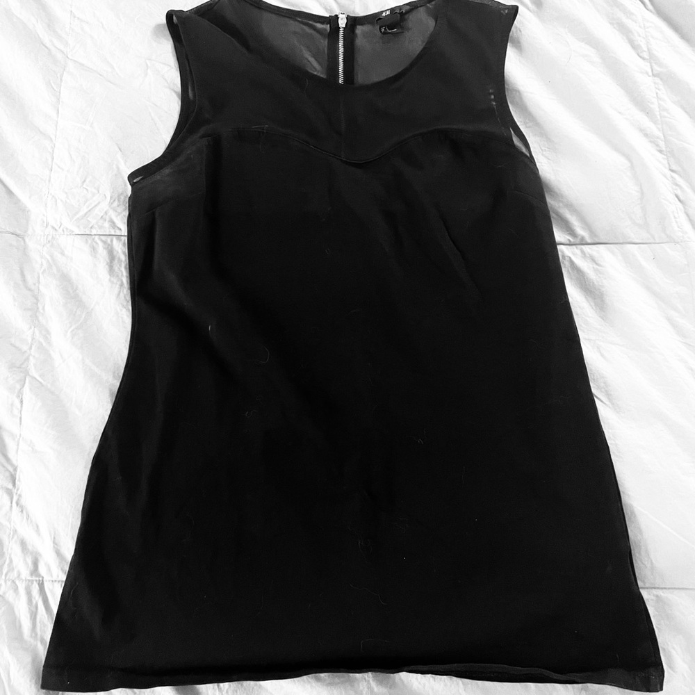 H&M Elegant Black Sleeveless Top with Sheer Shoulders